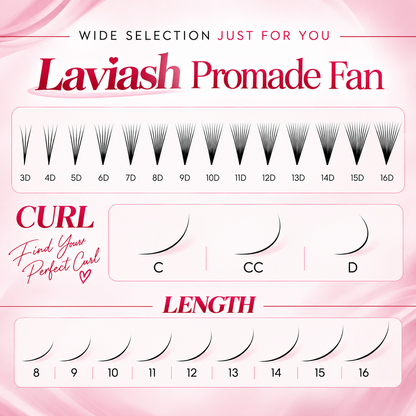 3D-8D Ultra-speed Promade fans 500 FANS Promade Natural Fans Eyelashes Extensions