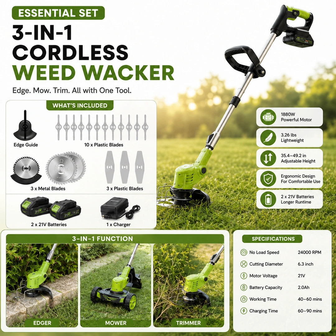 All-in-One Cordless Lawn Trimmer
