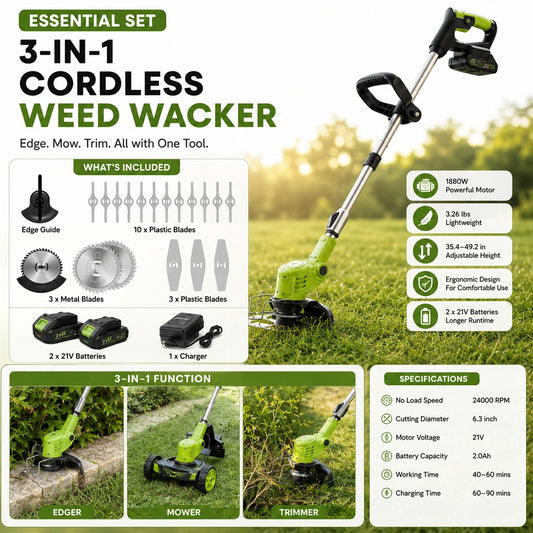 All-in-One Cordless Lawn Trimmer