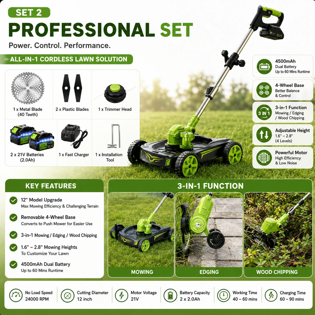 All-in-One Cordless Lawn Trimmer